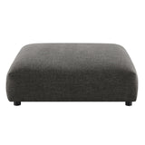 Reed Modular Upholstered Fabric Armless Loveseat and Ottoman Set in Charcoal