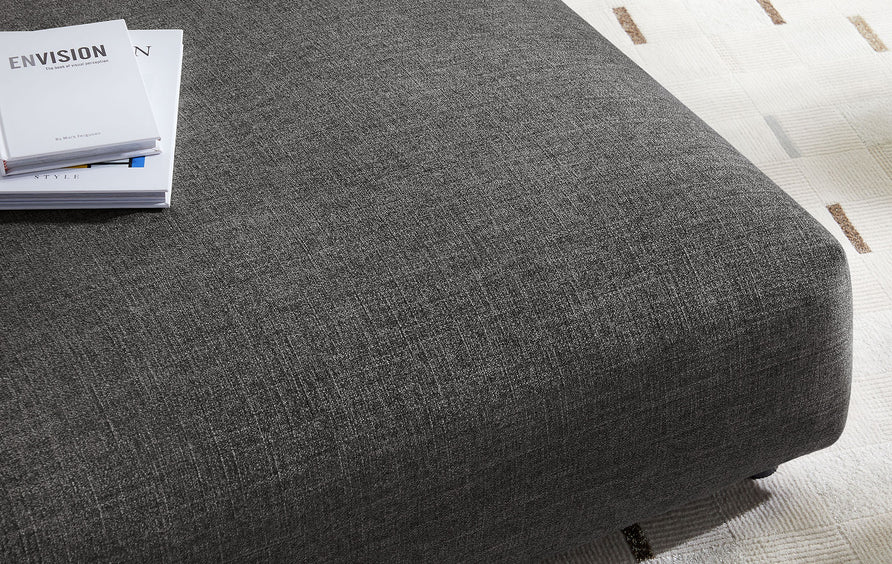 Reed Modular Upholstered Fabric Ottoman in Charcoal
