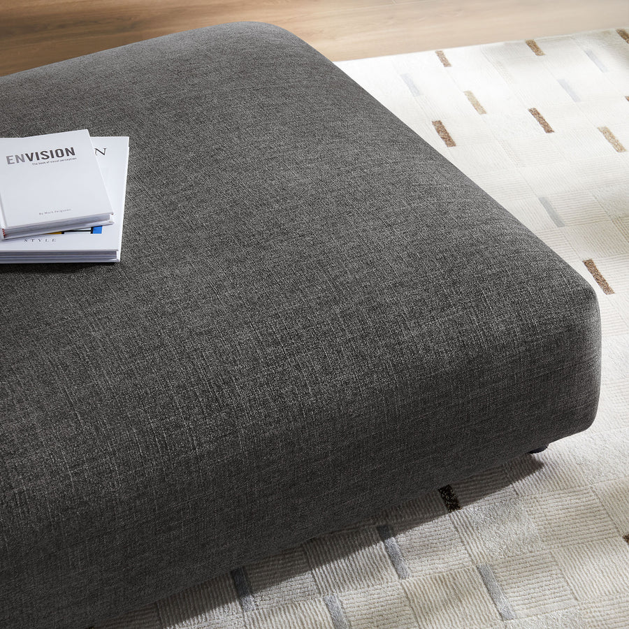 Reed Modular Upholstered Fabric Ottoman in Charcoal