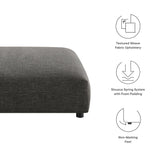 Reed Modular Upholstered Fabric Ottoman in Charcoal