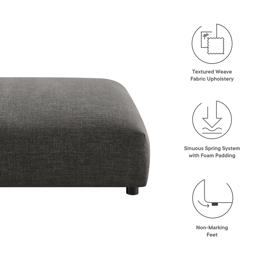 Reed Modular Upholstered Fabric Ottoman in Charcoal
