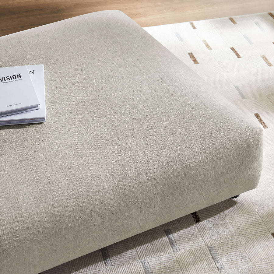 Reed Modular Upholstered Fabric Ottoman in Linen