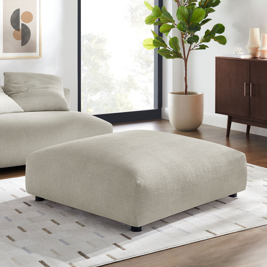Reed Modular Upholstered Fabric Ottoman in Linen