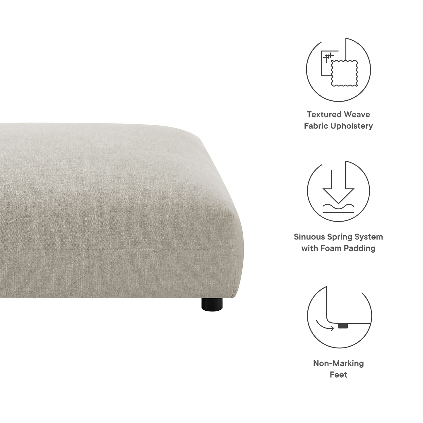 Solace Modular Upholstered Fabric Ottoman by Furniture For America