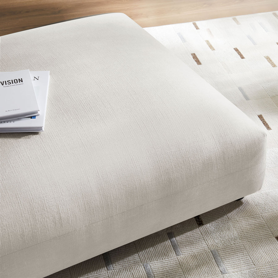 Reed Modular Upholstered Fabric Ottoman in Salt
