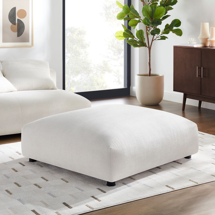 Reed Modular Upholstered Fabric Ottoman in Salt