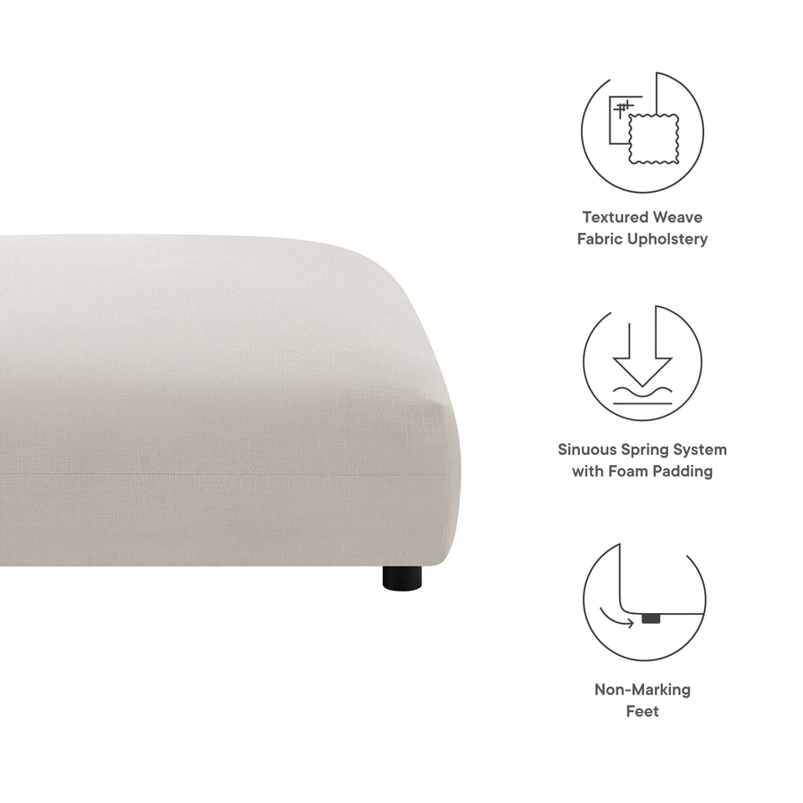 Reed Modular Upholstered Fabric Ottoman in Salt