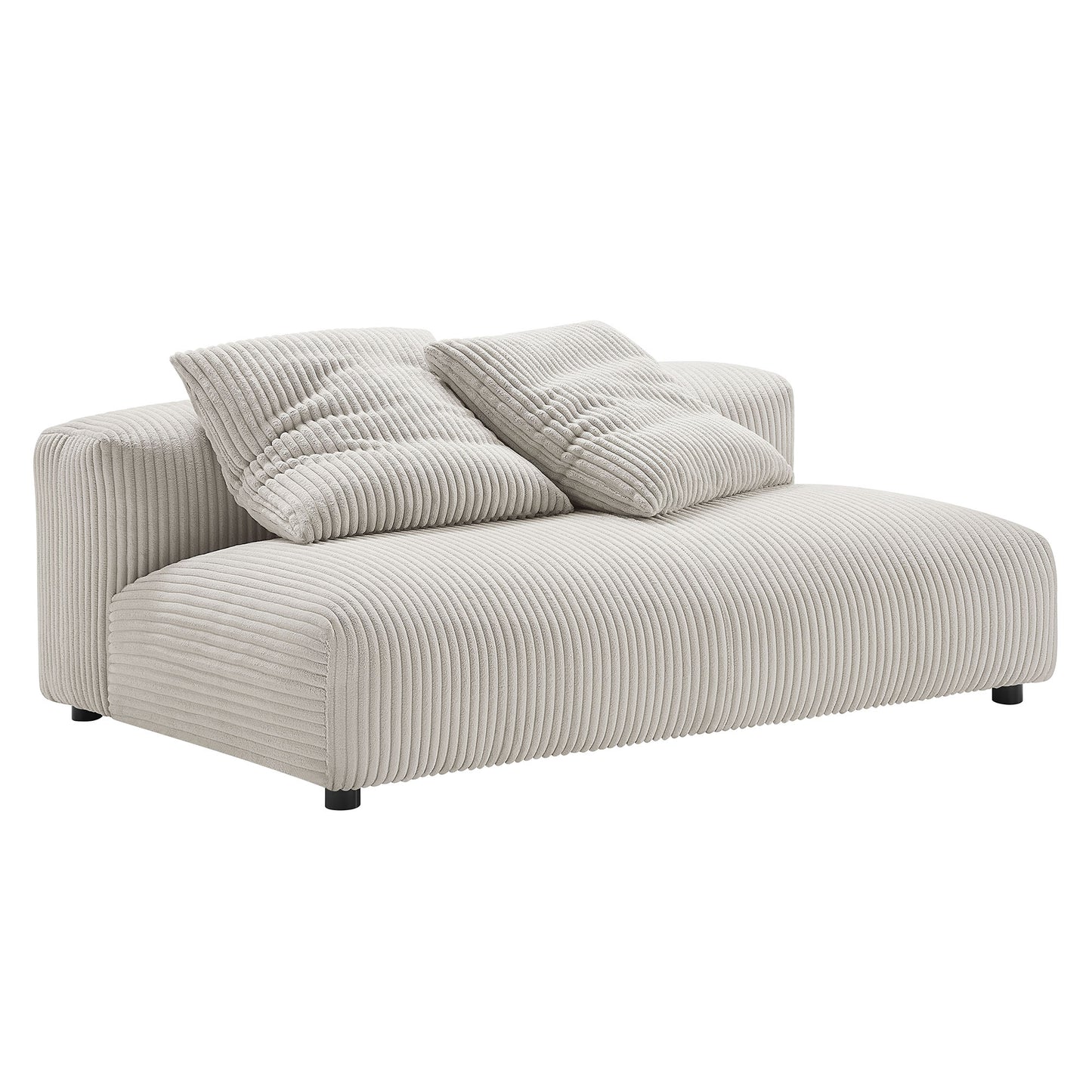 Reed 2-Piece Modular Corduroy Upholstered Sectional Sofa With Chaise in Almond