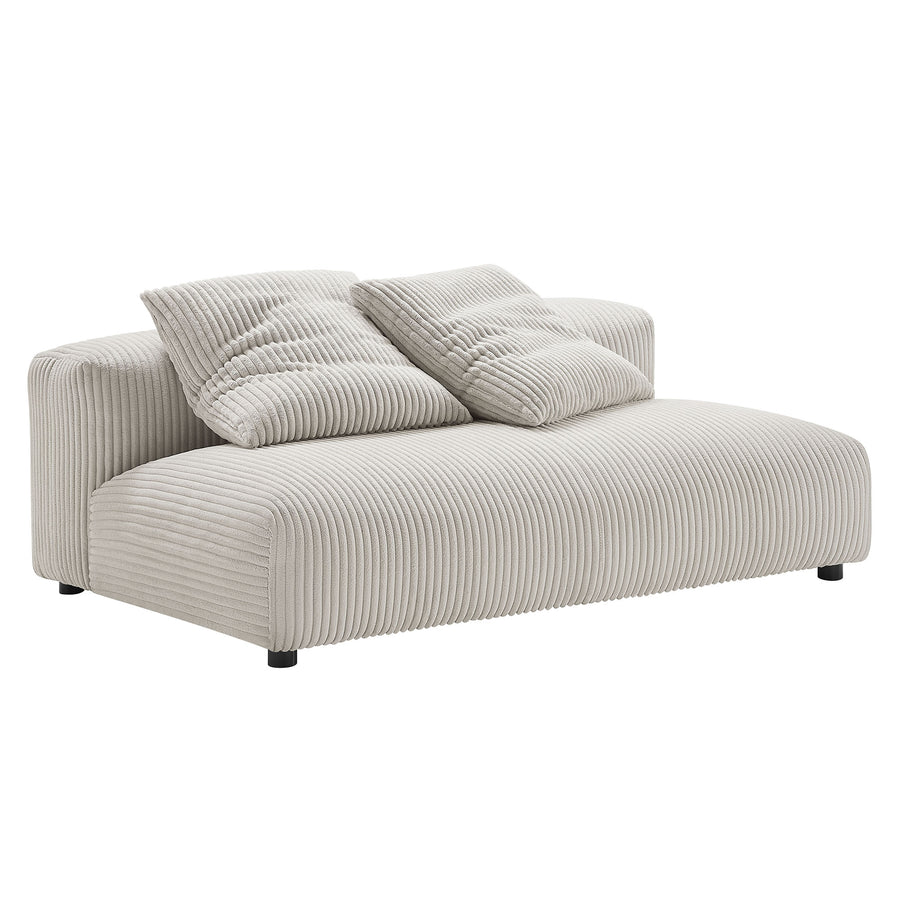 Reed 4-Piece Modular Corduroy Upholstered Sectional Sofa With Ottoman in Almond