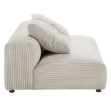 Reed Modular Corduroy Upholstered Armless Loveseat and Ottoman Set in Almond