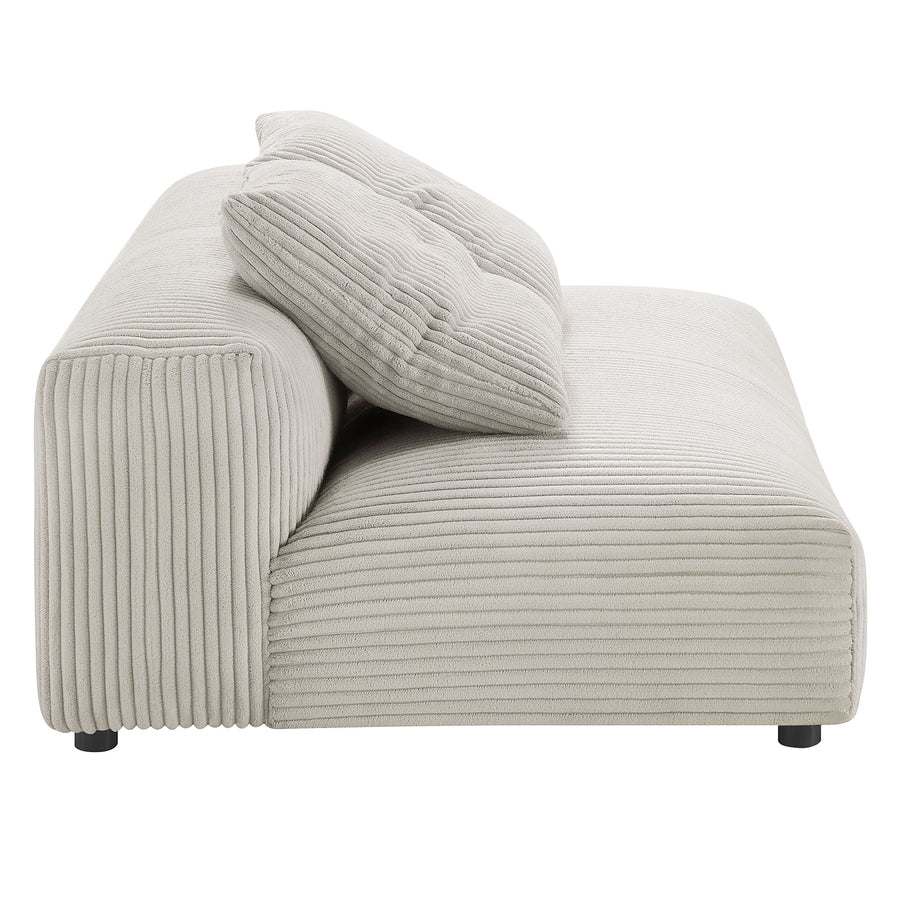 Reed 4-Piece Modular Corduroy Upholstered Sectional Sofa With Ottoman in Almond