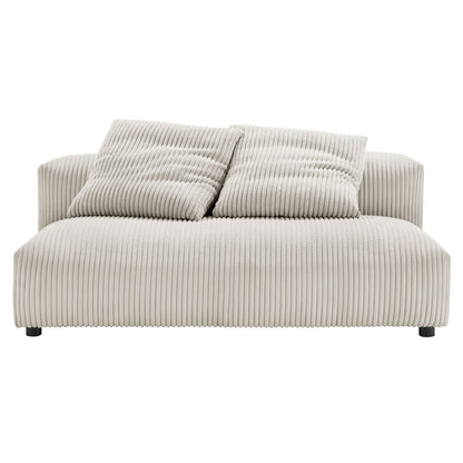 Solace 2-Piece Modular Corduroy Upholstered Sectional Sofa With Chaise by Furniture for America