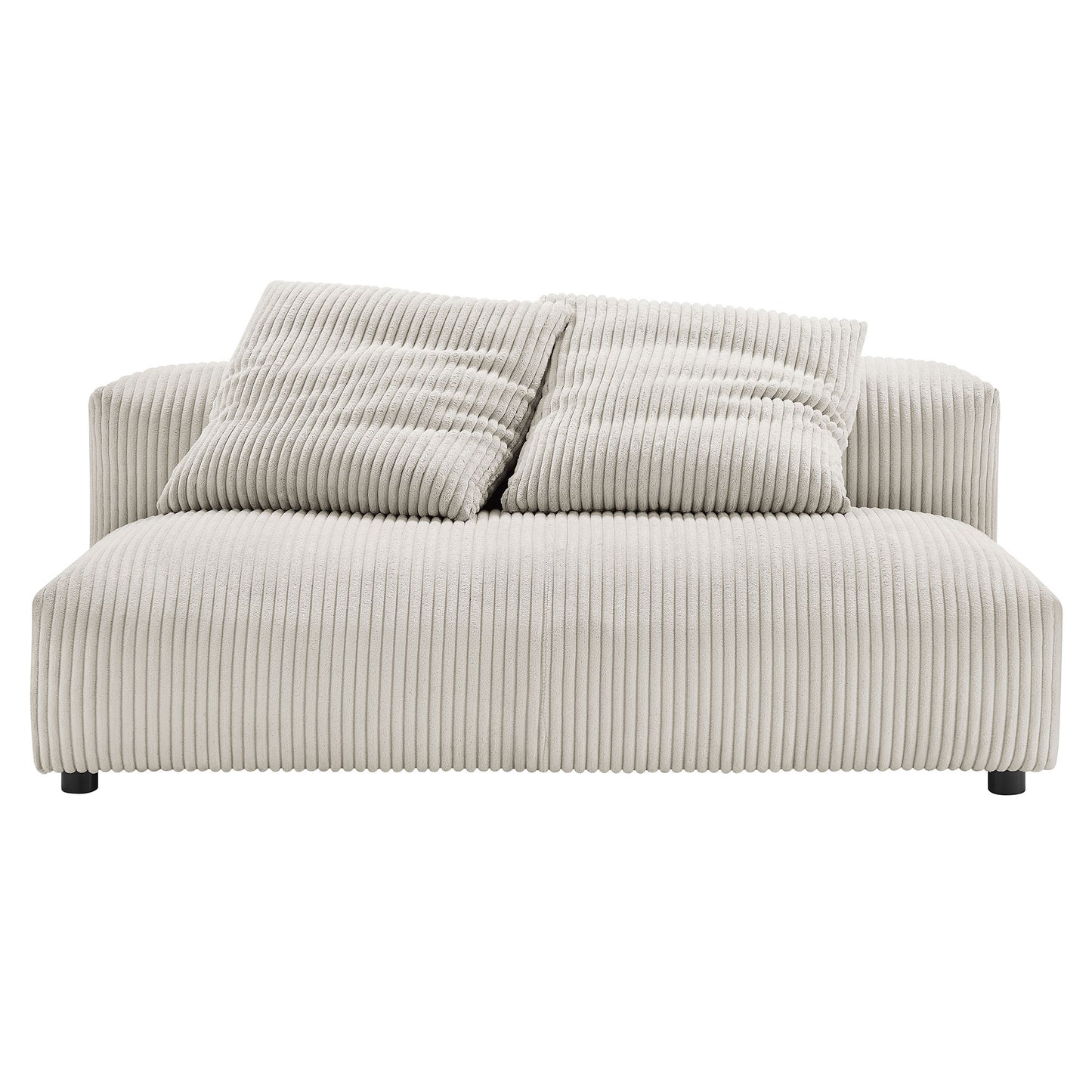 Reed 2-Piece Modular Corduroy Upholstered Sectional Sofa With Chaise in Almond