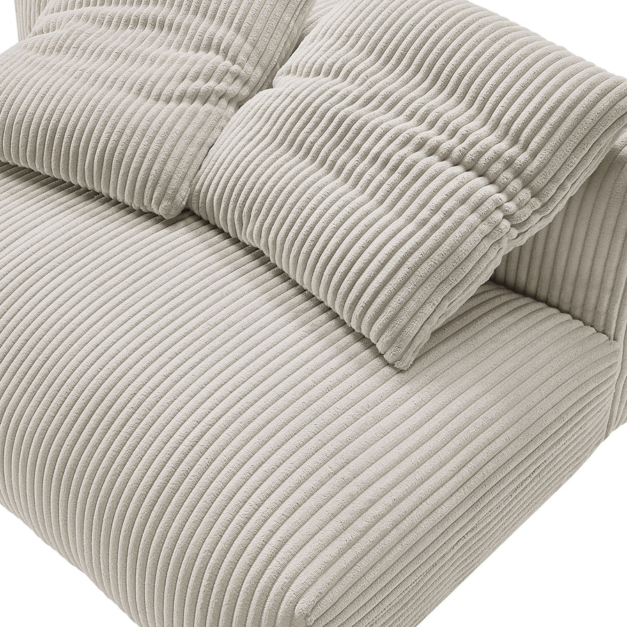 Reed Modular Corduroy Upholstered Armless Loveseat in Almond