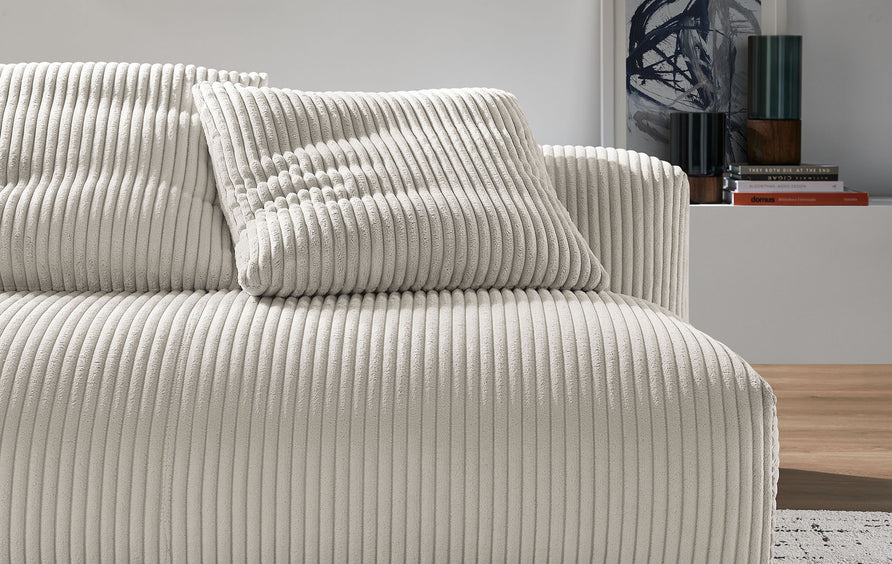 Reed Modular Corduroy Upholstered Armless Loveseat in Almond