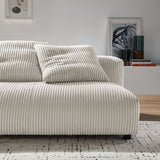 Reed Modular Corduroy Upholstered Armless Loveseat in Almond