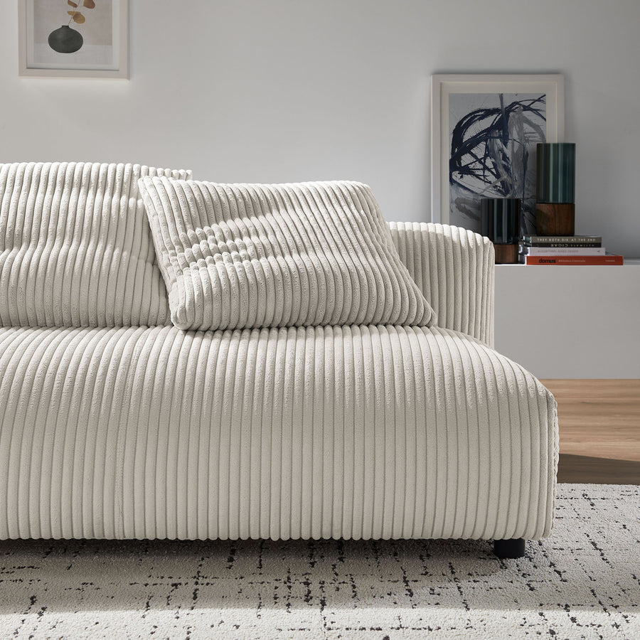 Reed Modular Corduroy Upholstered Armless Loveseat in Almond