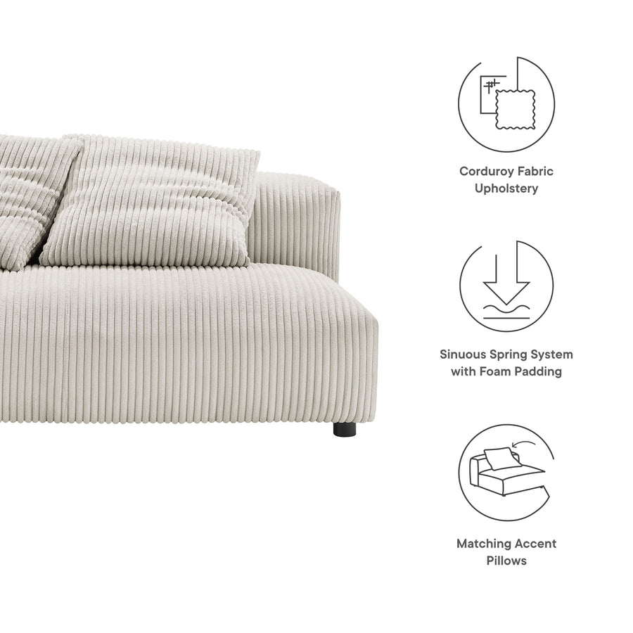 Reed Modular Corduroy Upholstered Armless Loveseat in Almond