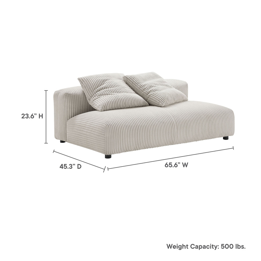 Reed Modular Corduroy Upholstered Armless Loveseat in Almond