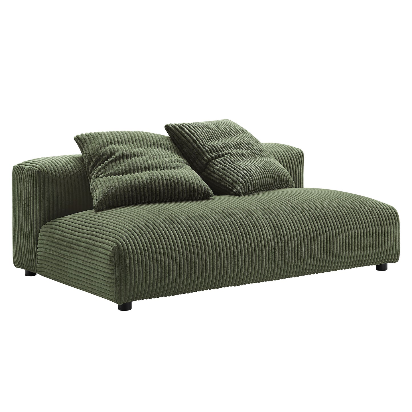 Reed 4-Piece Modular Corduroy Upholstered Sectional Sofa With Ottoman in Fern