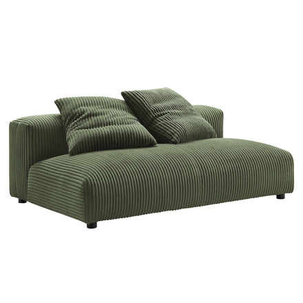 Solace 4-Piece Modular Corduroy Upholstered Sectional Sofa With Ottoman in Fern
