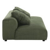 Reed Modular Corduroy Upholstered Armless Loveseat and Ottoman Set in Fern