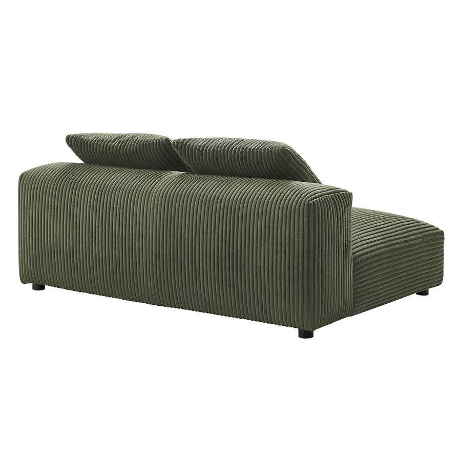 Reed Modular Corduroy Upholstered Armless Loveseat in Fern