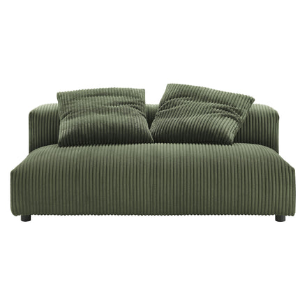 Solace Modular Corduroy Upholstered Armless Loveseat in Fern