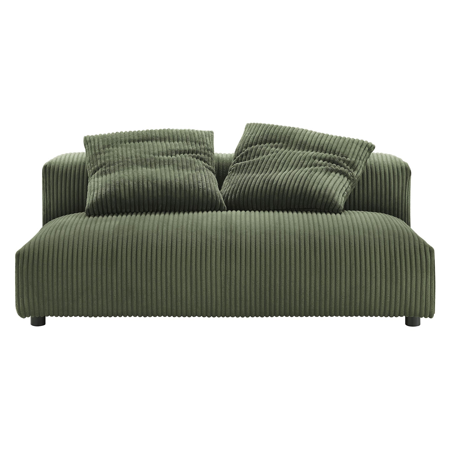 Reed Modular Corduroy Upholstered Armless Loveseat and Ottoman Set in Fern