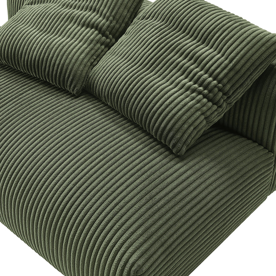Reed Modular Corduroy Upholstered Armless Loveseat in Fern