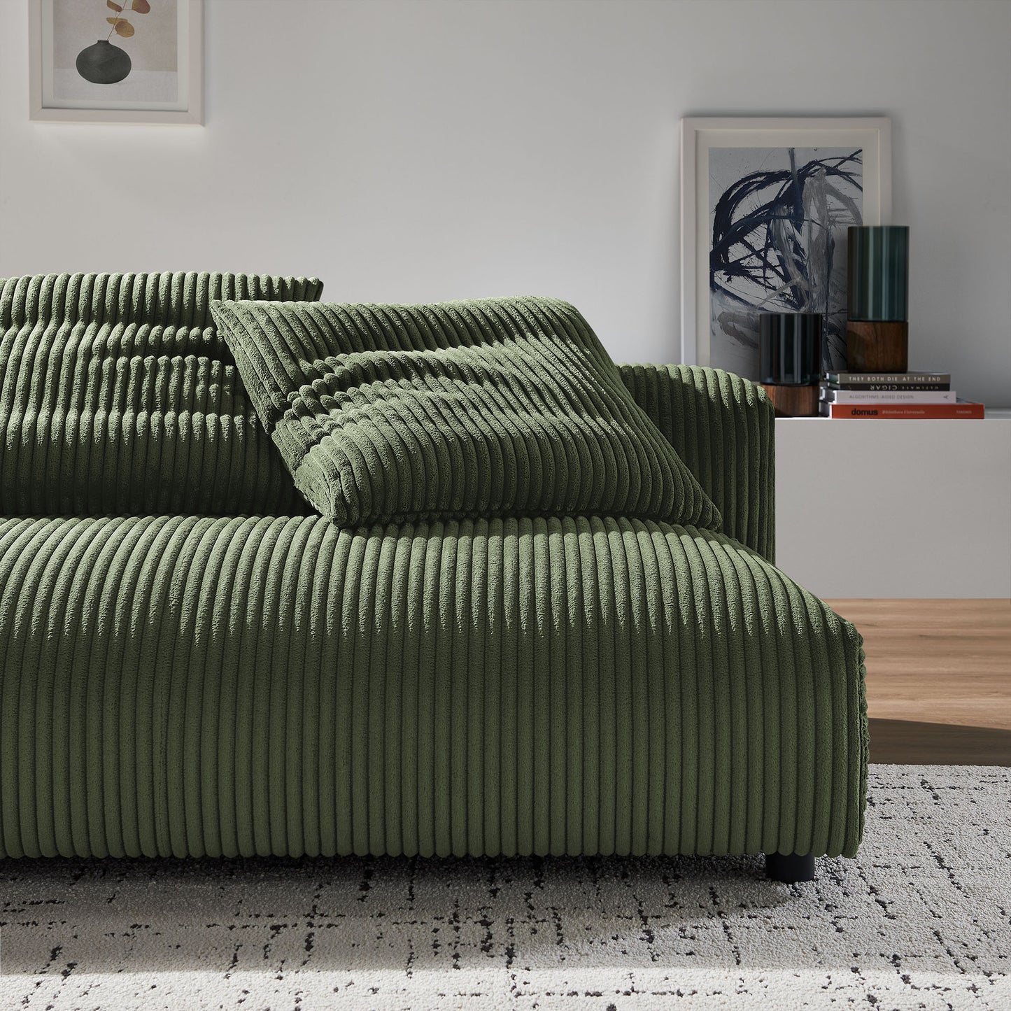 Solace Modular Corduroy Upholstered Armless Loveseat by Furniture for America
