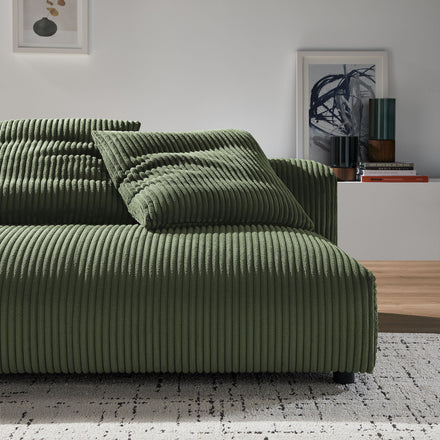 Solace Modular Corduroy Upholstered Armless Loveseat in Fern