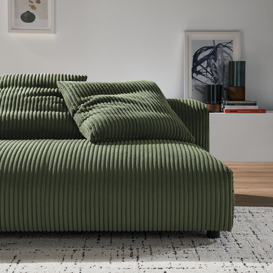 Reed Modular Corduroy Upholstered Armless Loveseat in Fern