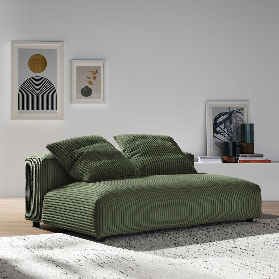 Reed Modular Corduroy Upholstered Armless Loveseat in Fern