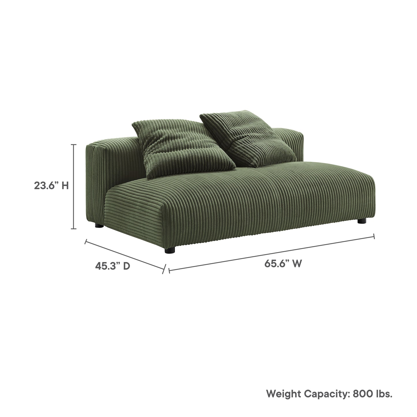 Solace Modular Corduroy Upholstered Armless Loveseat by Furniture for America
