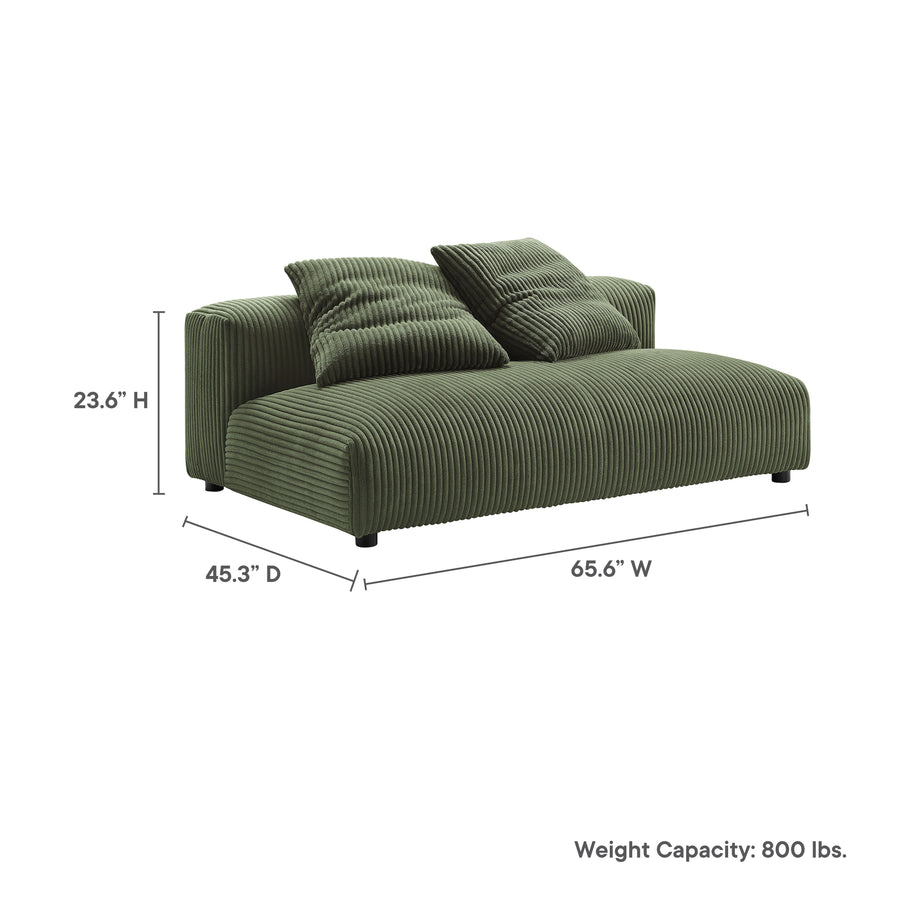 Reed Modular Corduroy Upholstered Armless Loveseat in Fern