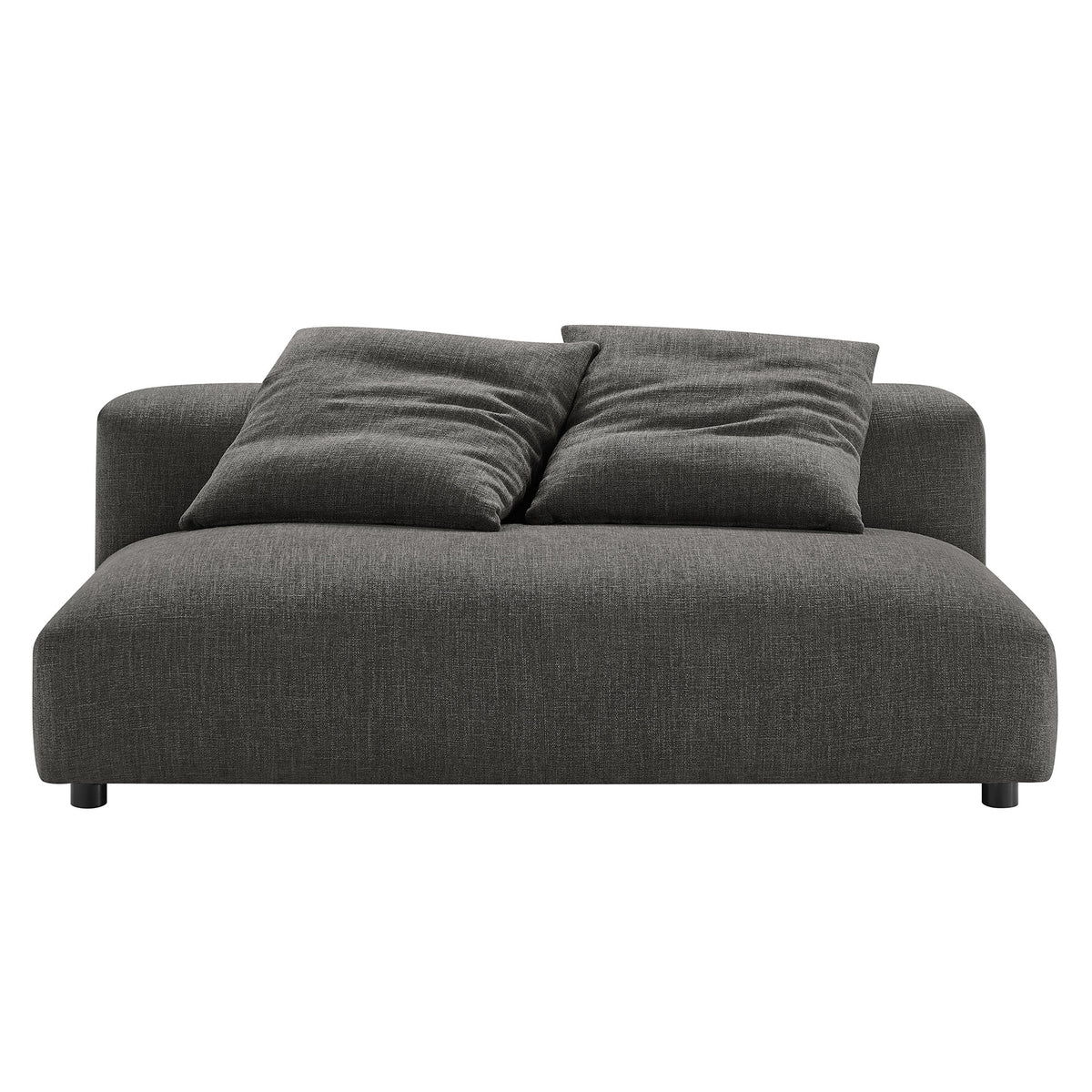 Solace Modular Upholstered Fabric Armless Loveseat and Ottoman Set in Charcoal