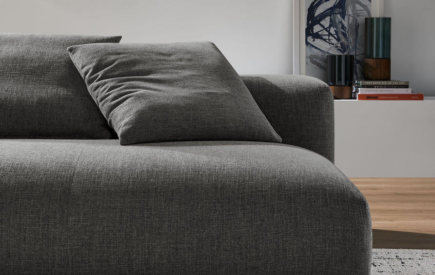 Reed Modular Upholstered Fabric Armless Loveseat in Charcoal