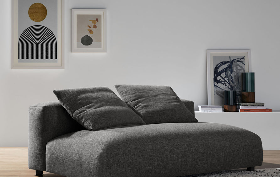 Reed Modular Upholstered Fabric Armless Loveseat in Charcoal