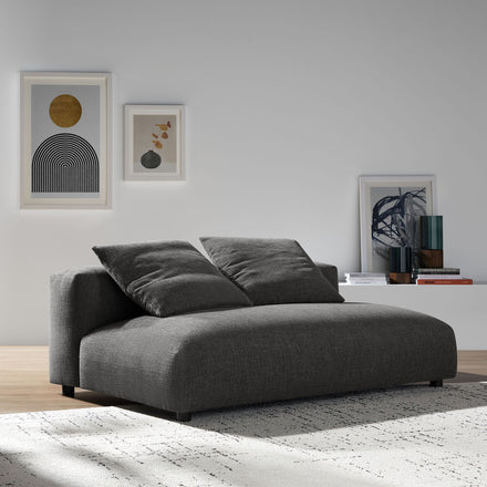 Solace Modular Upholstered Fabric Armless Loveseat in Charcoal