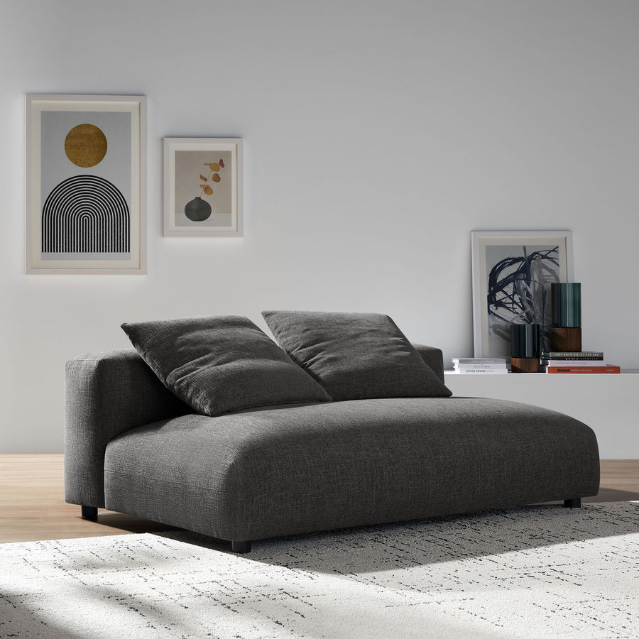 Reed Modular Upholstered Fabric Armless Loveseat in Charcoal