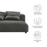 Reed Modular Upholstered Fabric Armless Loveseat in Charcoal