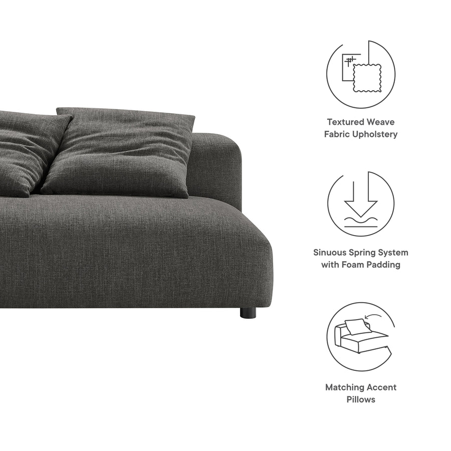 Reed Modular Upholstered Fabric Armless Loveseat in Charcoal