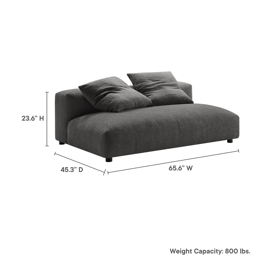 Reed Modular Upholstered Fabric Armless Loveseat in Charcoal