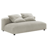 Reed Modular Upholstered Fabric Armless Loveseat and Ottoman Set in Linen