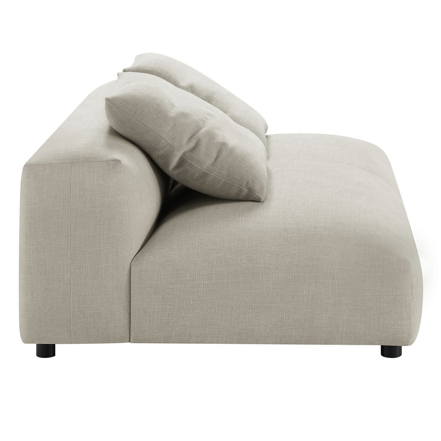 Reed Modular Upholstered Fabric Armless Loveseat and Ottoman Set in Linen
