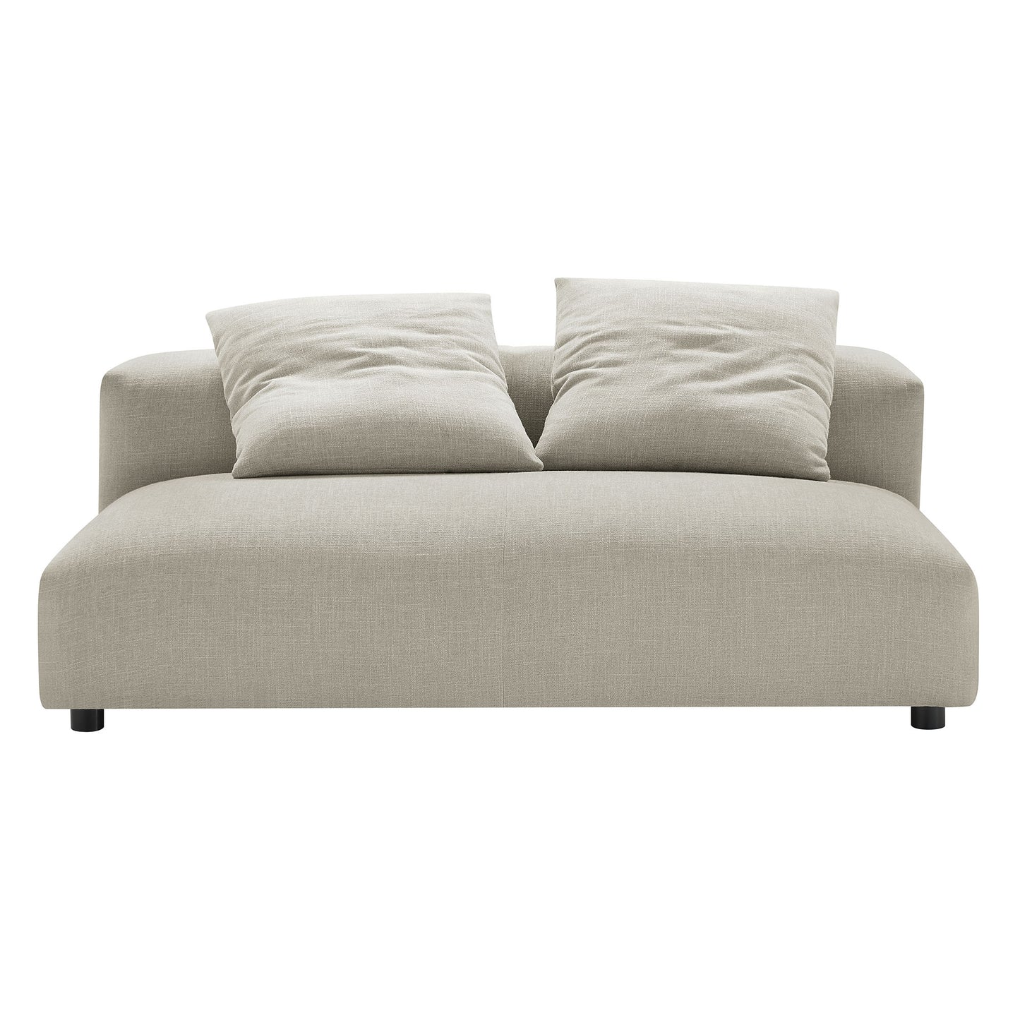 Reed Modular Upholstered Fabric Armless Loveseat and Ottoman Set in Linen