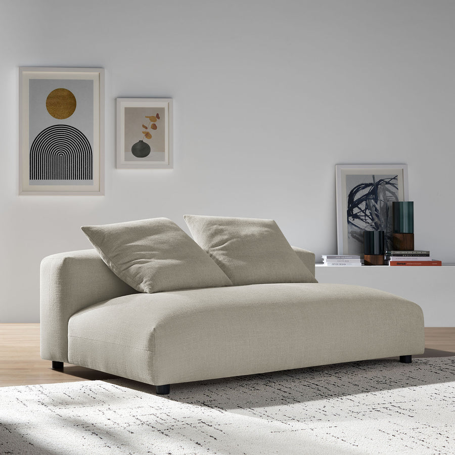 Reed Modular Upholstered Fabric Armless Loveseat in Linen