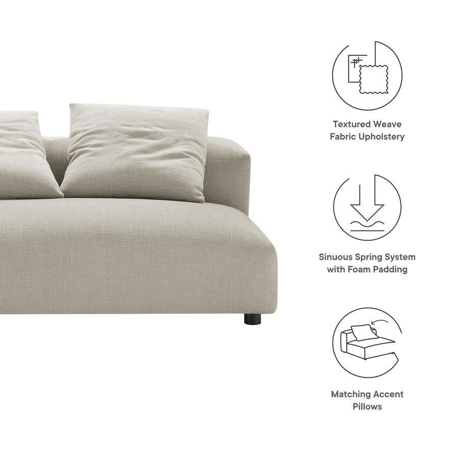 Reed Modular Upholstered Fabric Armless Loveseat in Linen