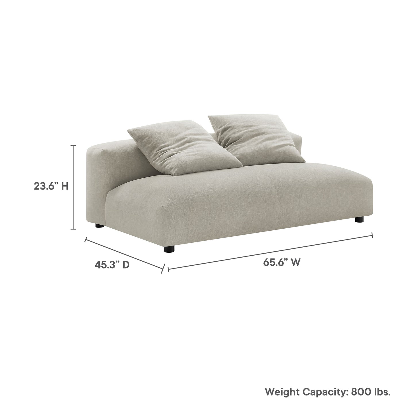 Solace Modular Upholstered Fabric Armless Loveseat by Furniture for America